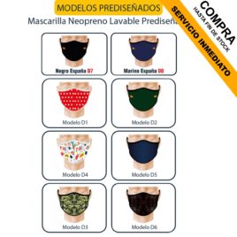 Mascarilla Neopreno <p> Prediseñada </p><p style="background:orange; color:black; font-weight:bold; solid orange;">Desde 2,50 €/und</p>